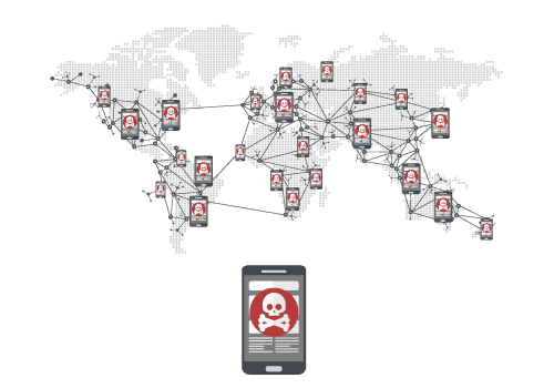 malware scan hosting with black and white world map