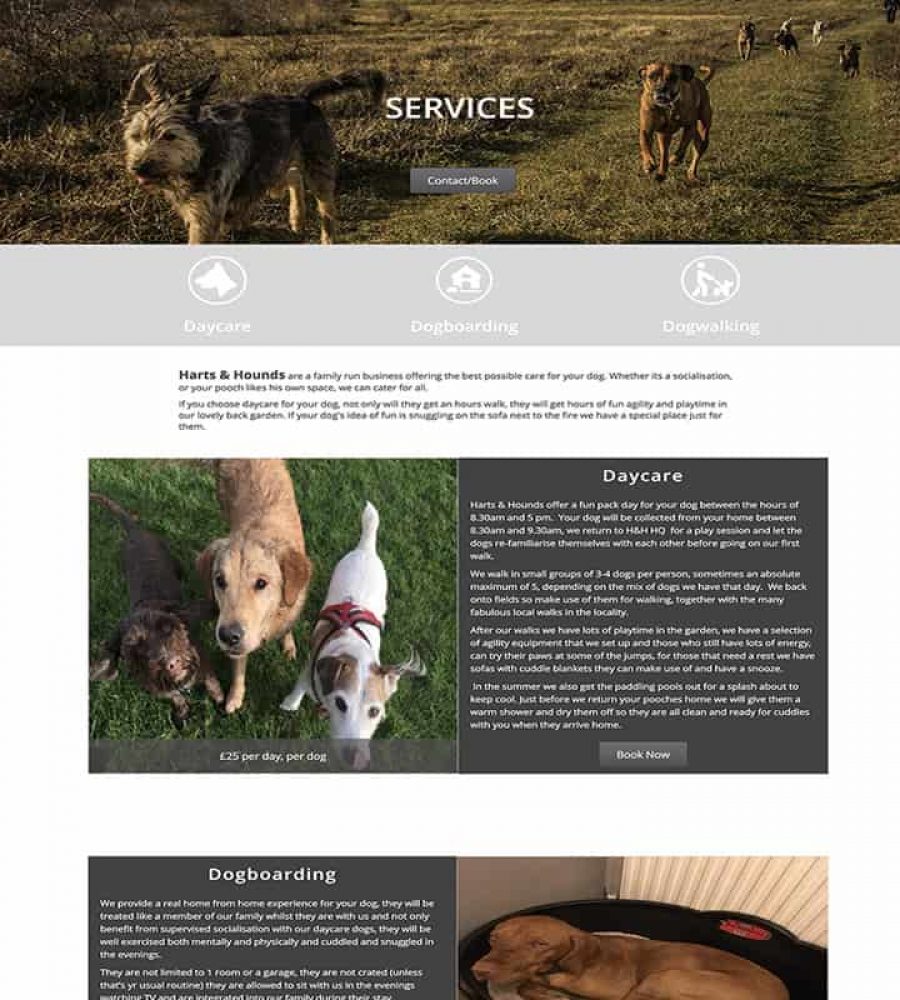 harts & hounds website slide services preview